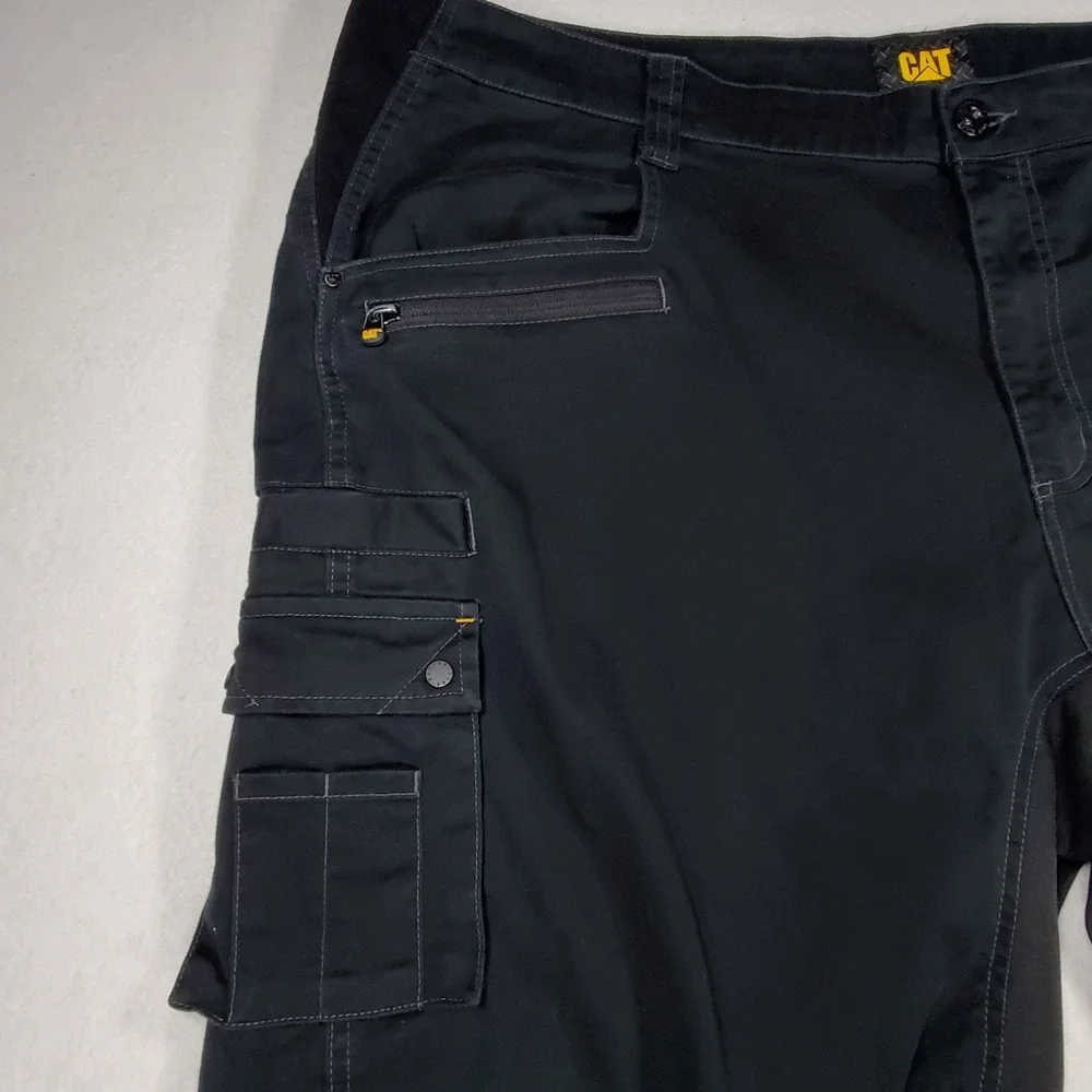 CAT Caterpillar Work Cargo‎ Pants Black Mens 48x30 Heavy Duty Stretch Utility